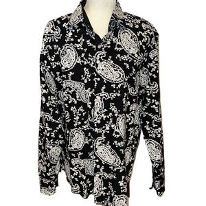 Elie Balleh Milano Italy Cotton Paisley Men’s Button Ling Sleeve Shirt XL